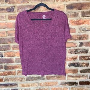 Old Navy Boyfriend Purple Pink Pocket Short Sleeve T-Shirt Women's Size XS